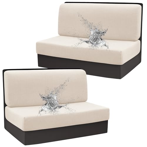 Rosygulls Stretch Rv Dinette Cushion Covers, 38 in Camper Cushion Dinette Booth Set, 2 Set-Jade White