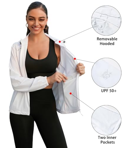Cromoncent Women's UPF 50+ Sun Protection Jacket Hooded Cooling Shirt Athletic Jacket for Women with Pocket4