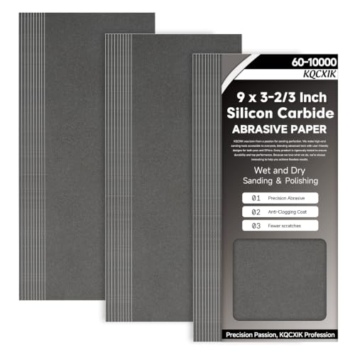KQCXIK Premium 30-Sheet 1000 Grit Wet Dry Sandpaper 9 x 3-2/3 Inch