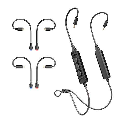 MEE audio BT3 Bluetooth Wireless Adapter Cable for in-Ear Monitors - Includes MMCX 2-pin (0.78mm) & DC connectors for Wide IEM Compatibility; Bluetooth 5.4 aptX HD aptX Adaptive LDAC Auracast