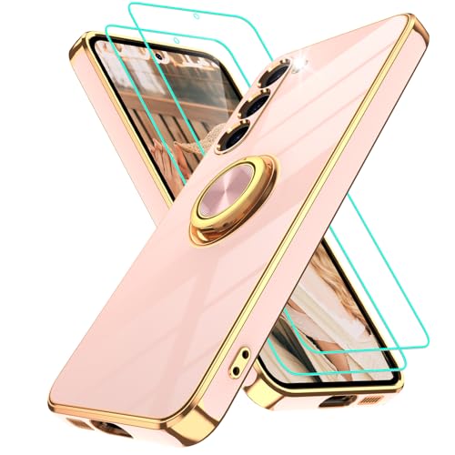 Coque Samsung S23 Plus rose avec béquille magnétique en TPU