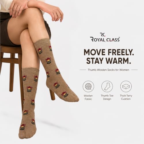 Image of RC. ROYAL CLASS Women's Warm Woolen Calf Length Thick Terry /Towel Multicolored Socks(Pack of 3 Pairs)(Winter wear socks)