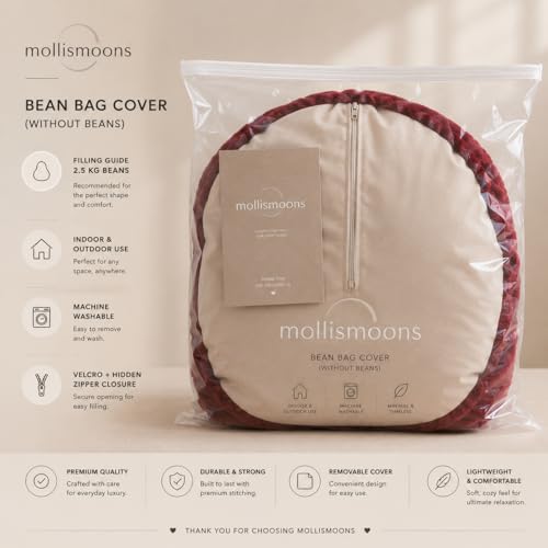 Image of Mollismoons Limited Edition Luxury Faux Fur Bean Bag XXXXL 50 Inch Single Seater, Super Soft with Durable Matte Base, Bean Bag Chair Cover Without Beans (Cherry Maroon Dark)