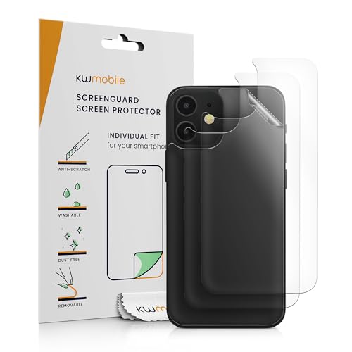 kwmobile 3X Film de Protection Verso Compatible avec Apple iPhone 12 - Film de Protection pour arrière de téléphone