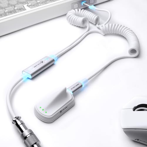 Cable de teclado en espiral ATTACK SHARK C08 USB-C RGB aviador desmontable