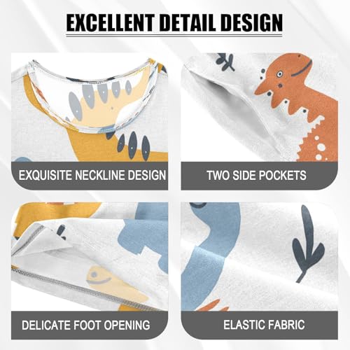 senya Short Sleeve Pajamas Sets Summer Cotton Sleepwear Blue Orange Dinosaur4