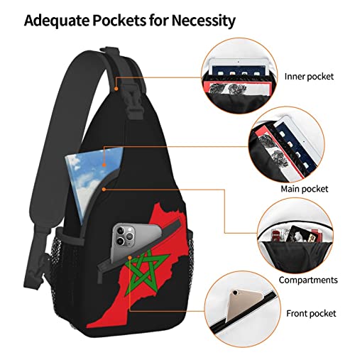Mochila unisex bandolera con mapa de Marruecos miniatura 5