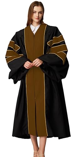 Image of MyGradDay Unisex Deluxe Graduation Doctorate Robe with Gold Piping Available for Customization