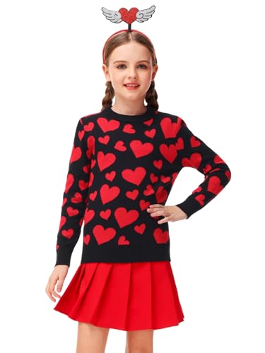 Image of Remimi Kids Valentines Print Sweater Boys Girls Mardi Gras Long Sleeve Sweatshirt 5-14 Years