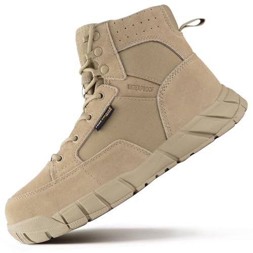 Image of FREE SOLDIER Men's Durable Work Boots 6 Inches Lightweight Waterproof Hiking Boots Suede Leather Tactical Boots