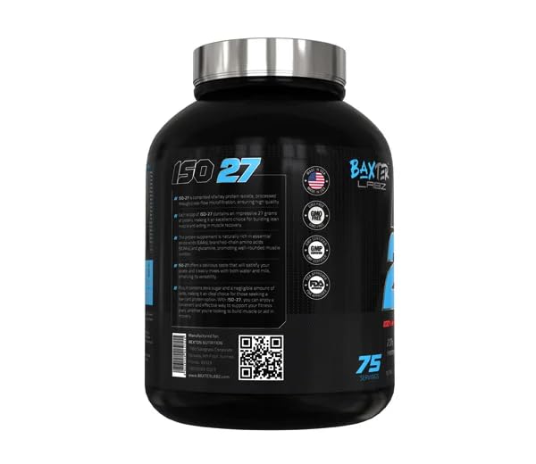 Image of ISO 27 Whey Protein Isolate Powder, Chocolate Ice Cream Flavor, 27g Protein Per Serving, 110 Calories, 75 Servings