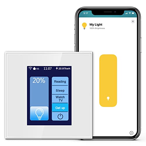 Lanbon LANBON LCD Smart Dimmer Lichtschalter funktioniert mit Apple HomeKit, per WLAN, Unterstützt Alexa & Google Home & IFTTT, Neutralleiter erforderlich, Kein Hub (HKD.EU-Weiß)