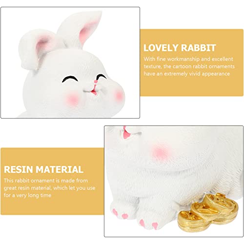 Miniature Rabbit Statue Chinese Zodiac Rabbit Year Ornament Resin Feng Shui Rabbit For 2023 Chinese Rabbit New Year Table Car Dashboard Decorations #TOP5