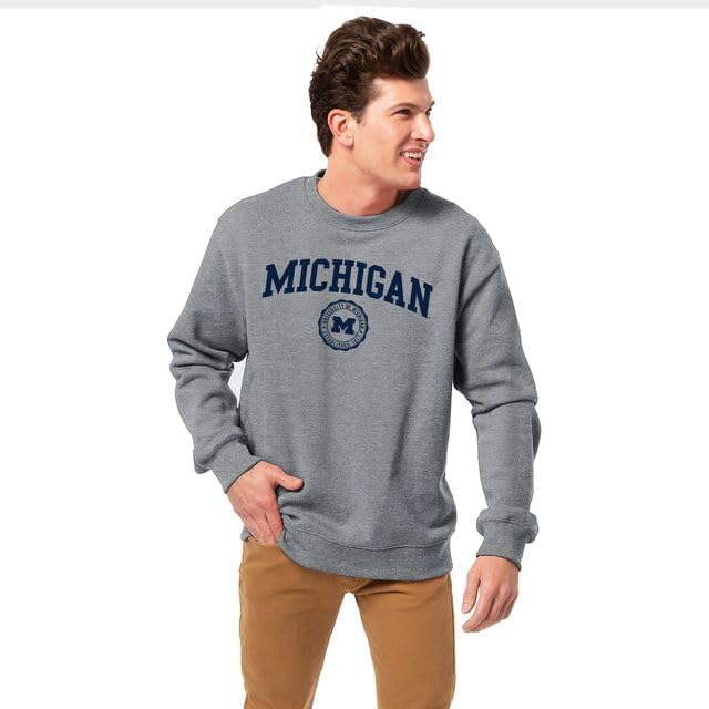 Barnesmith University of Michigan UMich, U-M Wolverines Crewneck Sweatshirt, Heritage, Charcoal Grey, Medium