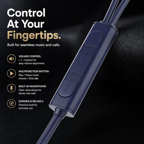 Image of AROMA HF1006 Type C Wired Earphone with HD Quality in-Line Mic,12mm Driver Hi-Res Wired