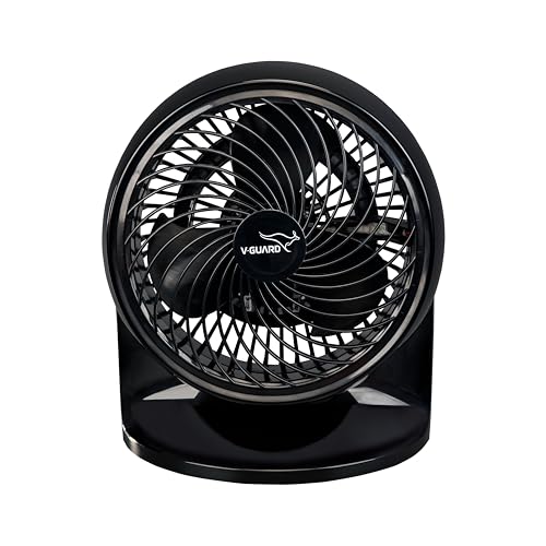 V Guard Spinny Pro 180 mm Table & Wall Fan | 2100 RPM High-Speed Motor | 353 CFM Airflow | 3 Speed Settings | 90° Adjustable Tilt | Energy-Efficient 30 W | Durable ABS Build | Black