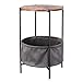 HOMFA Vintage Round End Side Table with Storage Basket Industrial Coffee Table Night Stand Wood Look Accent Furniture with Metal Frame
