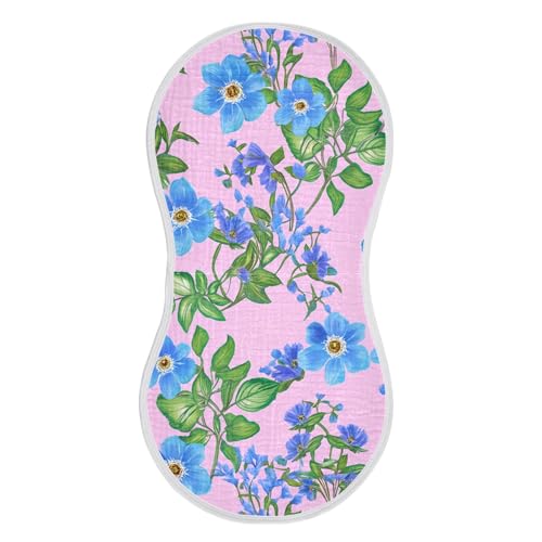 xigua Blue Flowers Baby Burp Cloths for Newborn Boys and Girls 1 Pack, Soft & Absorbent Cotton Baby Burp Cloth, Baby Washcloths, Newborn Towel, Burp Rags