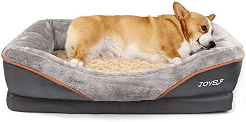 JOYELF Medium Memory Foam Dog Bed, Orthopedic Dog Bed & Sofa with Removable Washable Cover and Squeaker Toys as Gift