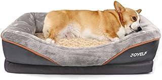 JOYELF Medium Memory Foam Dog Bed, Orthopedic Dog Bed & Sofa with Removable Washable Cover and Squeaker Toys as Gift