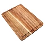 Toyvian Tabla de Cortar Madera Gruesa con Canaleta para Jugos Bloque Carnicero Estable y Duradero para Carne Queso Pizza y Preparación Cocina