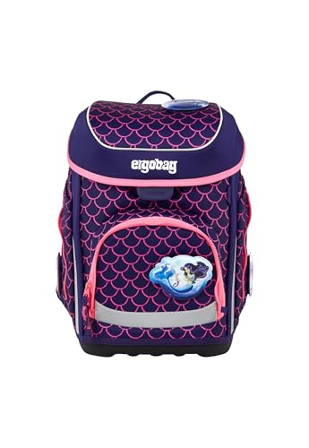 ergobag cubo zestaw ergonomicznych tornistrów szkolnych klasyczny 5-częściowy 1. klasa szkoła podstawowa, Perłowy miś do nurkowania - fioletowy, Einheitsgröße, tornister zestaw