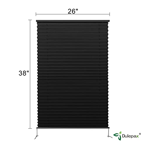 Image of Dulepax RV Pleated Shades, 26 inch W x 38 inch L Black Window Blinds for Camper, Travel Trailers, Motorhome