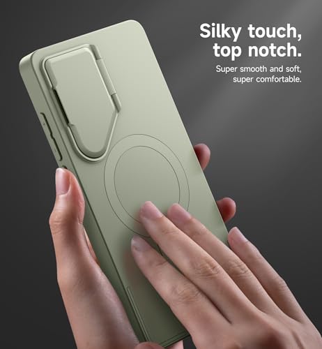 Image of SURITCH for Samsung Galaxy S25 Ultra Phone Case, Magnetic Protective Cover with Camera Cover & Adjustable Metal Kickstand for Galaxy S25 Ultra (2025)-Sage Green