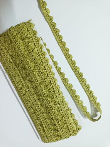 Image of Swag White Cotton Trim Laces and Borders Material for Saree Border, Suit, Kurta, Dupatta, Blouse, Gown, Lehenga & Neckline (Lemon Green, 9 Meter)