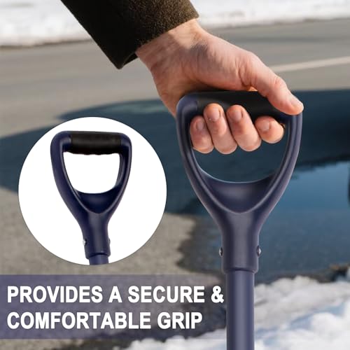 Aluminum Snow Shovel - Large Capacity Driveway Snow Removal Tool, Fiberglass D-Handle, 45 Inch Blade - Image 4
