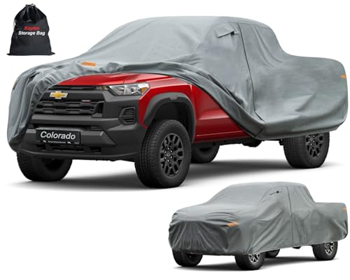 Image of Kayme Heavy Duty Truck Cover Custom Fit Chevrolet Chevy Colorado(2003-2025) Extended Cab /Crew Cab SB Short Bed. Waterproof All Weather for Pickup, Full Exterior Covers Sun Rain UV Protection.