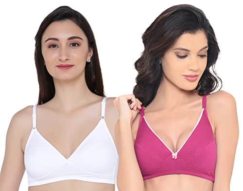Image of Laavian Women's Wirefree Non Padded Plunge Neck Bra with Elasticated Support Band and Adjustable Shoulder Straps