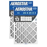 Aerostar 20x25x4 Slim MERV 13 High Efficiency Pleated Air Filter, 2-Pack, Electrostatic AC Furnace HVAC Replacement, Captures Smoke Bacteria Allergy Dust Pollen Pet Dander (19.5x24.5x3.75)