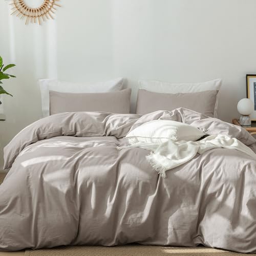 Image of MooMee Duvet Cover Set 100% Washed Cotton Linen Like Oversized King Plus