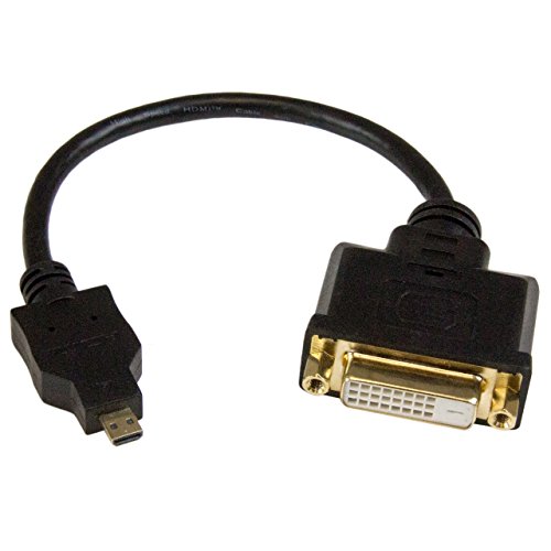 StarTech.com 8in Micro HDMI to DVI-D Adapter M/F - 8in Micro HDMI to DVI Cable - Connect a Micro HDMI phone or laptop to a DVI-D display (HDDDVIMF8IN),Black
