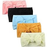 Turbante Headband Sólido Accesorios para Niños Pequeños Cinta 5 Piezas Arco Bebé Niñas Cuidado del Bebé (E, Talla única)