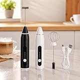 Mini Mixer Premium Recarregavel USB 3 Velocidades Batedor Espumador Leite Cafe Ovos Portatil Inox