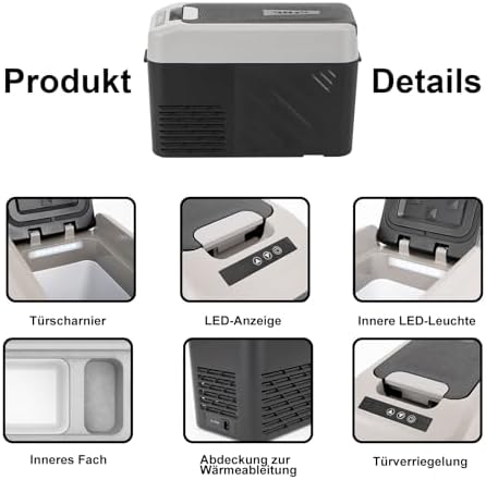 Bild 1 - Alpicool KCF15 15L Kompressor Kühlbox Tragbar für Auto, LKW, Kompakter Camping Kühlschrank 12/24V DC Kühlbox für Reisen, Lebensmittel & Getränke, Leichtes Design