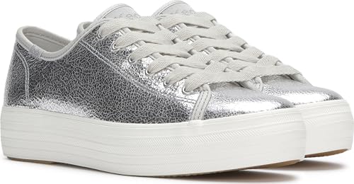 Keds Triple Kick Leather Fashion Sneaker, Silver, 8 by Keds - Image 6