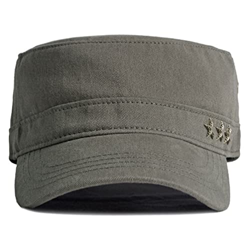 Image of 2 Pack Men's Cotton Military Caps Cadet Army Caps Vintage Flat Top Cap