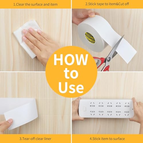 MILEQEE High Adhesive Double Sided Tape Heavy Duty,4Pack x 2" x66FT by MILEQEE - Used condition - Image 6