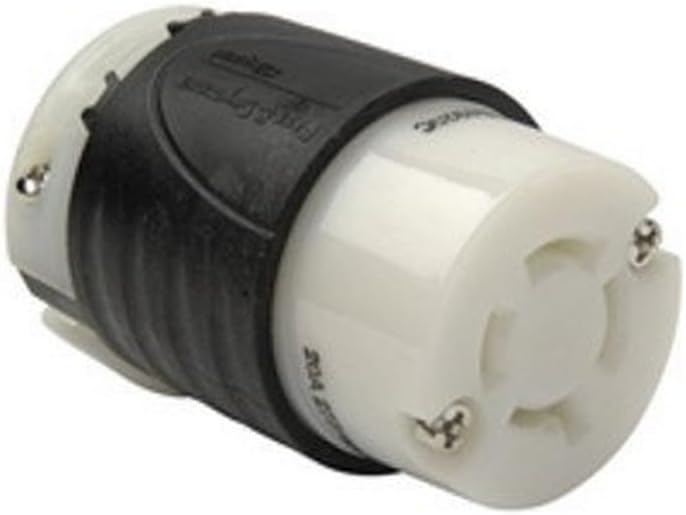 Legrand Pass & Seymour L1920C Turnlok Industrial Spec Grade Locking Connector, 20 Amp 3 Phase 277/480V, NEMA L19-20R, Black/White (1 Count)