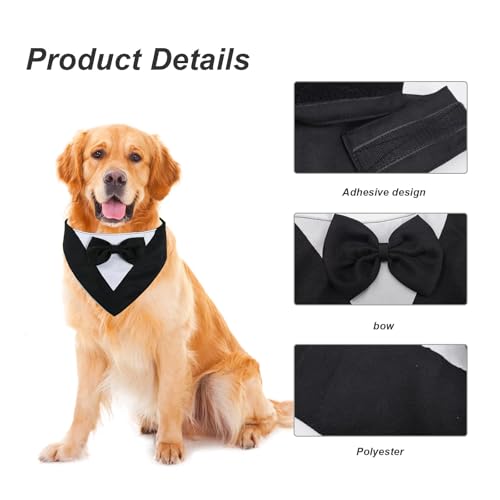 SHENGYIG Hunde Halstuch, M Größe Schwarz Kostüm für Hunde, Fliege-Stil, Verstellbar Hund Kleidung, Selbstklebend, 42 cm Schal, für Verkleiden von Haustieren