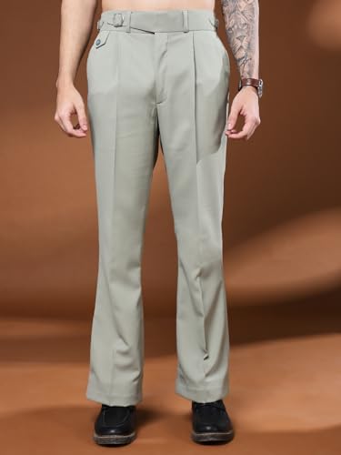 Image of Gurkha Pants for Men | Trouser for Men | Formal Pant | Single Buckle | Bell Bottom Trouser High Waist Pleated Casual Trousers | Flared Bottom Leg Pants for Office Smart Casual Travel Party
