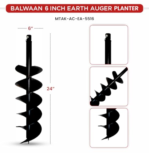Image of Balwaan Krishi 6 inch Double Spiral Drill Planter|15 cm Post Hole Digger| PT-6D