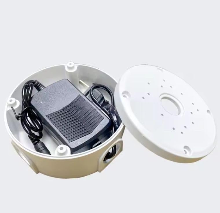 Image of 5x5 inch Round Waterproof PVC Junction Box for CCTV Camera, Heavy Duty Outdoor Electrical Enclosure, 3 Entry Inlets, Wire Protection - Pack of 2