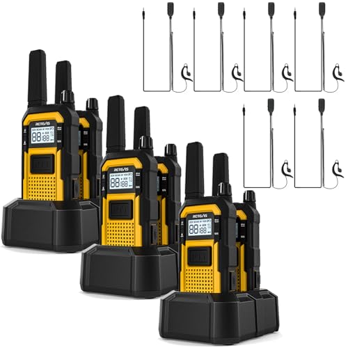 Image of Retevis RB48 Walkie Talkies for Adults, Mil-Standards 810H, Waterproof Two Way Radio with G-Type Earpiece, 2-Meter Dropproof, VOX, Vibration Reminder, Emergency Alert, for Construction Site(6 Pack)