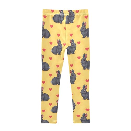 Gray Rabbit Love Pattern Girls Leggings Ultra Soft Compression Yoga Gym Pants for Kids 4-10T2