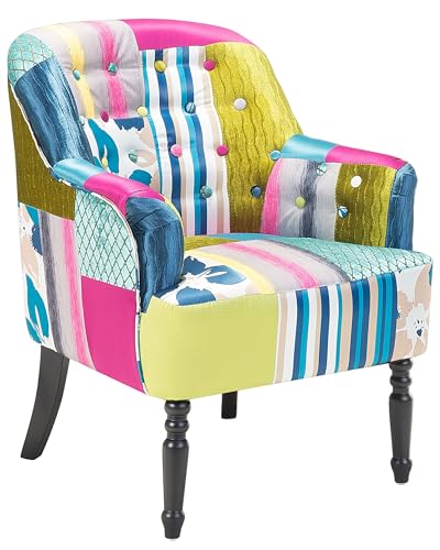 Beliani Trendy Sessel Polsterbezug dekorative Rückenlehne/Füße Patchwork bunt Mandal