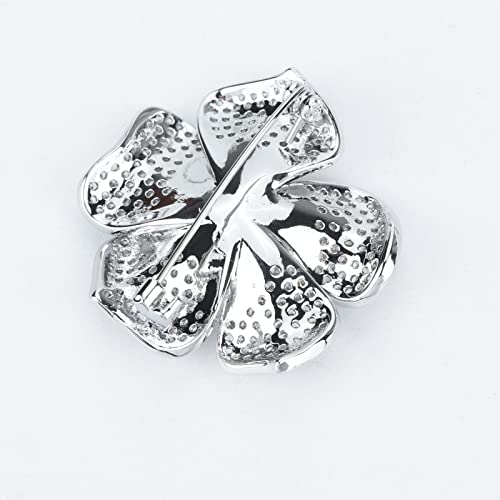 Image of Elegant Crystal Blooming Rose Flower Brooch Lapel Pin Breastpin for Women Birdal Cardigan Hat Scarf Suit Sweater Floral Pins